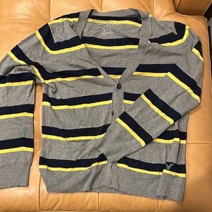 American Eagle Outfitters Gray and Yellow Striped Cardigan